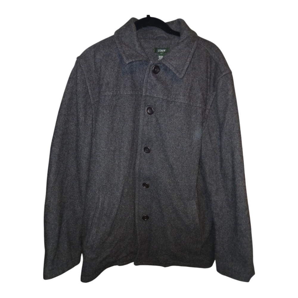 J crew mens wool button up top coat Large